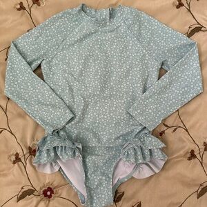 Little Earth Blue and White Rashguard Swimwear